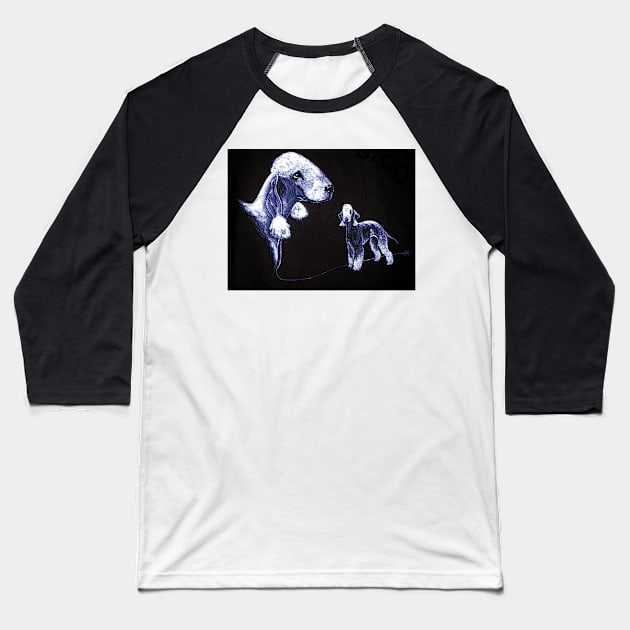 Bedlington Terrier. White over black Baseball T-Shirt by chepea2